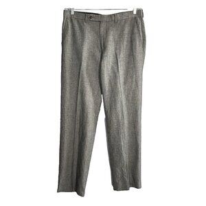 JOHN VARVATOS Men Pants Linen Blend Pockets Zip Sz 34 Gray Casual Travel 79-9